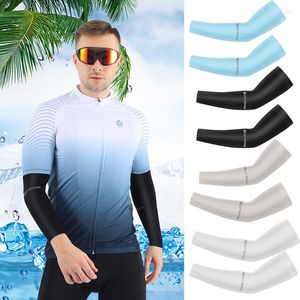 Genouillères Ice Silk Sleeve Sunscreen Arm Guard Haute élasticité Uv Sun Protect Anti-Slip Fitness Body Building Riding Cycling 2023