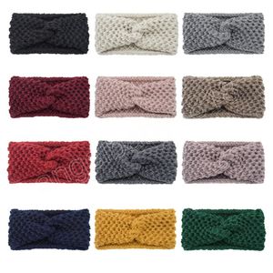 Bandeau croisé tricoté automne hiver Crochet tête Wrap large bandeau pour femmes filles sport élastique cheveux accessoires