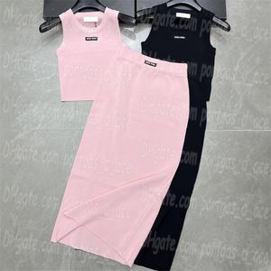Cabalde singlete Singlete Women Toquips Knits atribuyendo verano Luxury Cool Sexy Slim Dresss Deisgner Black Pink Singlet Sets Sets
