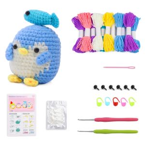 KITT MIUSIE Kit de crochet de forma de ballena hecha a mano para principiantes Material de muñecas Paquete de tejido a mano para amantes de crochet regalos para niños