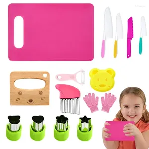 Knives Kids Kitchen Tools 15pcs Kid Safe Gift Set Toys pour l'enseignement des cadeaux préscolaires