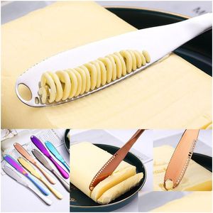 Knives Stainless Steel Cheese Butter Knife Spata With Holes Bread Jam Dinner Tools Tableware Drop Delivery Home Garden Kitchen Dining Dhlgz