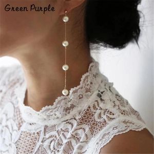 Pendientes de perlas naturales con nudo, joyería hecha a mano, Pendientes largos envueltos en oro, Pendientes minimalistas, Pendientes para dama de honor, regalo Oorbellen