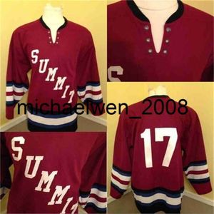 Kob Weng #17 Summit High School New Jersey Hockey Jersey 100% Bordado cosido S Jerseys de hockey Red Vintage