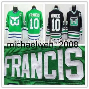 KOB WENG 2016 CCM CCM RON FRANCIS JERSEY # 10 Home Green New Black Old Style Vintage Cousue Ice Hockey Jerseys C P