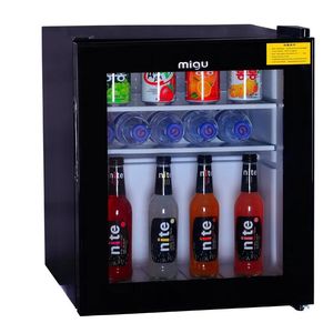 Kolice Mini Compact Refrigerator, Mini Freezer, Nevera de Minibar 1.7 pies cúbicos, Negro, Puerta de vidrio templado