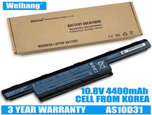 Corée Cell 4400mAh Weihang Battery pour AS10D31 AS10D51 AS10D61 AS10D41 AS10D71 pour Acer Aspire 4741 5552G 5742 5750G 5741G8100340