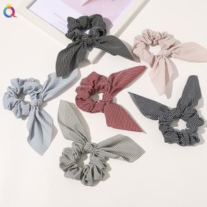 Corea linda oreja de conejo cinta a rayas cuerda para el cabello Scrunchies bandas elásticas para el cabello lazos bandas de cuerda banda para cola de caballo accesorios para el cabello 1946