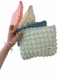 Corea Fi Girls Candy Color Cosmetic Bag Gran capacidad Maquillaje Bolsa de almacenamiento Cremallera Bolsas de maquillaje Pink Clutch Beauty Case B1Ho #
