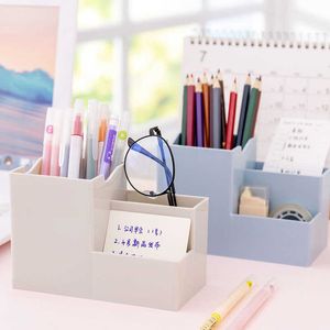 Korea Style Multifunctional Plastic Pen Holder Desk Organizer Cosmetic Storage Box Desktop Sundries