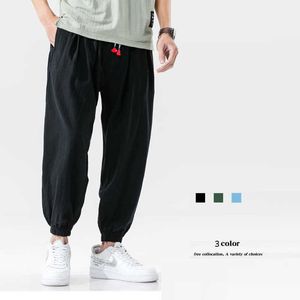 Mode coréenne cheville-longueur coton hommes pantalons cordon taille ample Harem Joggers noir armée vert 4XL 5XL 210528