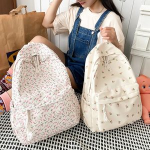 Mode coréenne sacs à dos floraux pour femmes sacs à dos en nylon imperméables adolescent grande capacité étudiant sac d'école sac de voyage cadeaux 240106