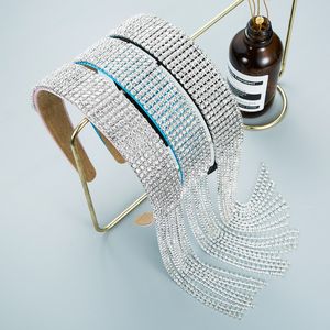 Bandeau coréen en strass complet pour femme luxe brillant cristal perlé Long gland bandeau bijoux de cheveux de mariée