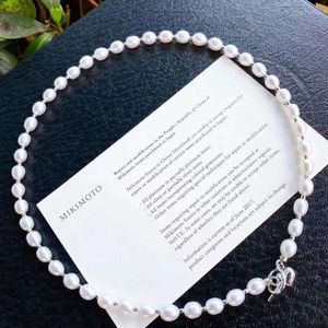 Collar coreano con hebilla de perlas de amor para mujer, cadena para el cuello de agua dulce Natural de 7-8mm