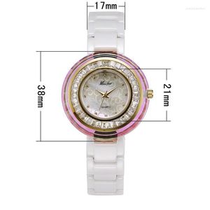 Reloj de mujer de cristal de moda de estilo coreano, anillo de natación, artículos de cerámica blanca informales simples para mujer, relojes de pulsera
