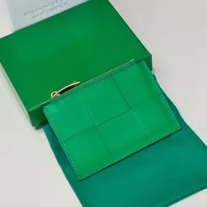 Version coréenne Designer porte-cartes hommes femmes portefeuille de haute qualité affaires carte de crédit sac tissé en cuir véritable avec porte-monnaie à glissière