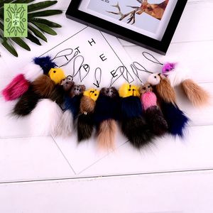Version coréenne de mignon fourrure de vison queue de renard sac pendentif téléphone portable porte-clés pendentif accessoires en gros