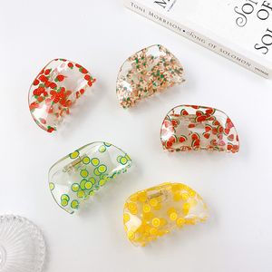 Pinzas para el pelo de la serie de frutas de verano para mujeres coreanas 7,5 cm moda redonda sandía naranja niñas horquilla accesorios para el cabello