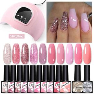 KOSKOE 10/12 pièces avec 54W lampe sèche ensemble Base couche de finition paillettes hybride vernis tremper UV Nail Art Gel vernis