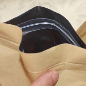 Sacs de scellage à huit bords en papier Kraft Zip papier d'aluminium brun épaissir l'emballage café, noix, grain alimentaire 6 tailles