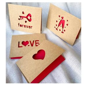 Kraft papier amour carte de voeux saint valentin creux saluer Thanksgiving anniversaire mariage bénédiction cartes cadeaux 6 pièces/ensemble