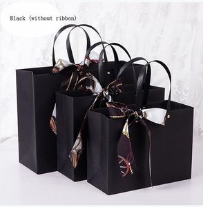 Kraft Papier Shopping Boîtes À Bijoux De Noce Faveur Marchandise Au Détail Sacs Noir Papier Cadeau Sacs avec Poignées En Vrac