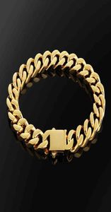 KRKC Pulsera cubana de 12 mm Men039s 18K Gold Electroplating Gold Bracelet Men039s Style Jewelry263e1011603