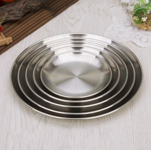 Kroean Style Plates Dinner Dish Flat Plate Tableware Canteen Severing Tray Dinnerware Stainless Steel
