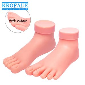 Modèle d'entraînement à ongles Krofaue Toe Toe Flexible Silicone Practice Fake Foot Prothetic Faux Nails Afficher Stand Soft Pedicure Tool 240411