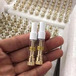 KRT Golden Premium Vape Carts Atomiseurs de réservoir en verre d'or en céramique noire blanche 0,8 ml 1,0 ml Cartouches à huile épaisse à dessus rond à filetage 510 démontées emballées dans de la mousse