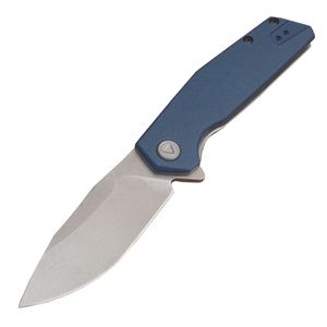 KS2036 Couteau pliant Flipper assisté 8Cr13Mov Stone Wash Drop Point Blade CNC Bleu GFN Poignée EDC Couteaux de poche avec boîte de vente au détail