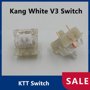 Interruptor KTT Kang White V3, 3 pines, 43g, teclados mecánicos lineales, luz personalizada, juegos táctiles, RGB, compatibles con interruptores MX