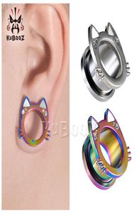 KUBOOZ – bouchons d'oreille en acier inoxydable, coquille blanche, chat, tunnels de perçage, jauges de boucles d'oreilles, bijoux de corps, extenseurs entiers 6mm t5705748