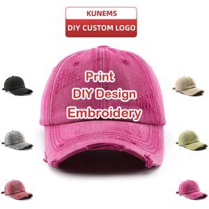 KUNEMS marque personnalisée casquettes mode Jean casquette de Baseball pour femmes et hommes bricolage conception broderie Sunhat unisexe en gros 240116
