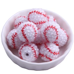 Kwoi Vita 100pcs 20 mm Reducir suelto de béisbol blanco Béisbol de béisbol Bola de diamantes de diario inferior para joyas de collar de chicle