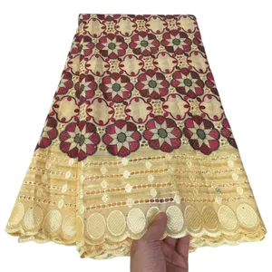 KY-5068 Rhinestones Swiss Voile Lace Fabric New Arrivals 5 yardas Bordado de algodón de moda Costa de costura de la costura femenina Fiesta Nigeriana en la venta 2023