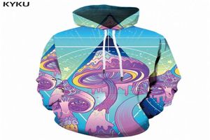 Sudadera con capucha KYKU Mushroom para hombre, sudadera con capucha colorida en 3d, sudaderas con capucha estampadas en 3d de espacio largo, ropa de calle de Anime para hombre, estilo informal L4841108