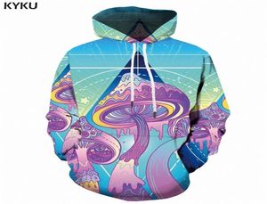 Sudadera con capucha KYKU Mushroom para hombre, sudadera con capucha colorida en 3d, sudaderas con capucha estampadas en 3d de espacio largo, ropa de calle de Anime para hombre, estilo informal L8026935