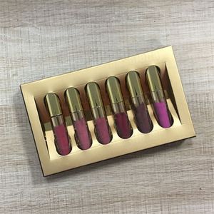 Maquillaje Gold Lip Gloss 6 colores Cumpleaños Edición limitada Matte Liquid Lipstick Lipgloss Kit 6pcs / set Lipkit