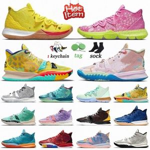 Kyrie 5 7 Bob Esponja Patricio 1 Mundo 1 Personas Amarillo Rosa Visiones Ky-D Weatherman Concepts Copa Blanco Negro Raygun Azul Marfil pálido Zapatos de baloncesto