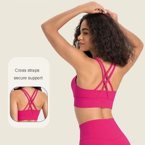 002 BUTUTY-SOFT SPORTS BRA Classic Yoga Bra Bra Familins adapté aux femmes Brassiere Tops Sexy Cross Strap Tank Tank Underwear Fitness Vest avec tasses amovibles