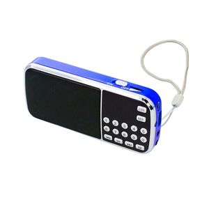 L-088 Mini reproductor de música MP3 Altavoz con LED Escaneo automático Receptor de radio FM Soporte TF / SD / USB (Negro + Azul)