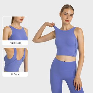 L-219 soutien-gorge à col haut Slim Fit Yoga soutiens-gorge élastique U dos sport débardeur respirant femmes gilet avec bonnets amovibles