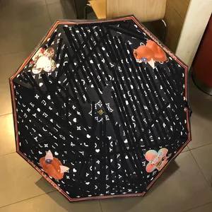 L Marque Parapluie En Gros Trois Fois Entièrement Automatique Revêtement Noir Double But Fille Femme Crème Solaire