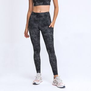 L021, pantalones de Yoga para mujer con bolsillo, ropa para correr para niñas, mallas deportivas, mallas de Color sólido, pantalones deportivos de cintura alta para mujer