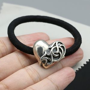 L05-5 S Sterling Sier Band Fashion Punk Punk Hip Hop Style Peach Heart Hair Ornement Télénière Cross Flower Lettre de forme Amanditer