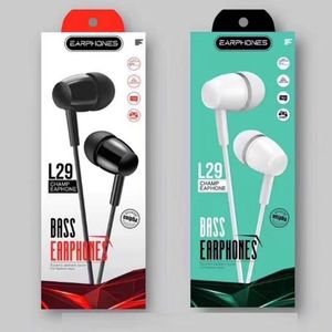 L29 Écouteurs câblés avec micro Mic Super Bass 3,5 mm dans des écouteurs d'oreille pour chèques pour téléphone mobile samsung iPhone avec forfait de vente au détail