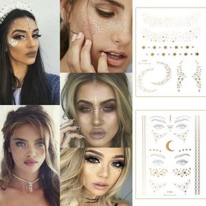 L50T Tattoo Transfer Music Festival New Bronzing Tattoo Autocollant Golden Face Tatous Tattoos Tatouages étanches Freckles Maquillage Sticker Oey Oeil Wholesale 240426