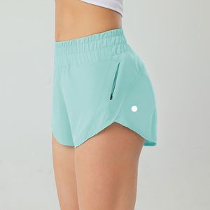 L8240B Short taille haute Short de yoga respirant Short doublé en tissu Swift Short de course à séchage rapide 2,5 po