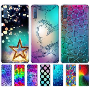 Cas Pour Samsung Galaxy A7 2018 Téléphone Couvertures Arrière Silicone Impression Colorée Couverture Arrière A750 A750F 6.0 Pouces